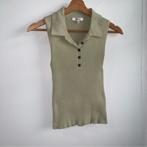 MADEWELL  Owen Polo Sweater Tank in Light Sage Size Small